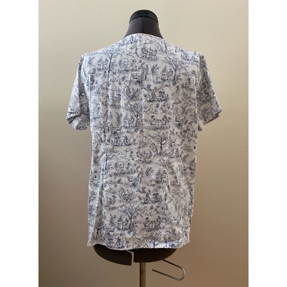 [Cherokee] White Café Print Scrub Top - Picture 3 of 5